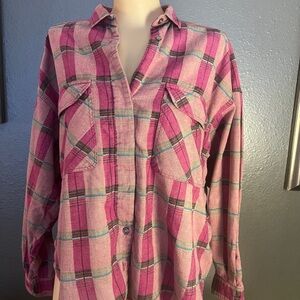 Casual Pink Plaid Shirt